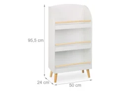 relaxdays Bücherregal für Kinder Weiss; Hellbraun