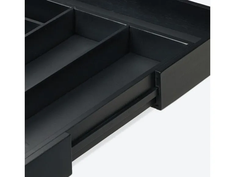 relaxdays Besteckkasten ausziehbar Schwarz