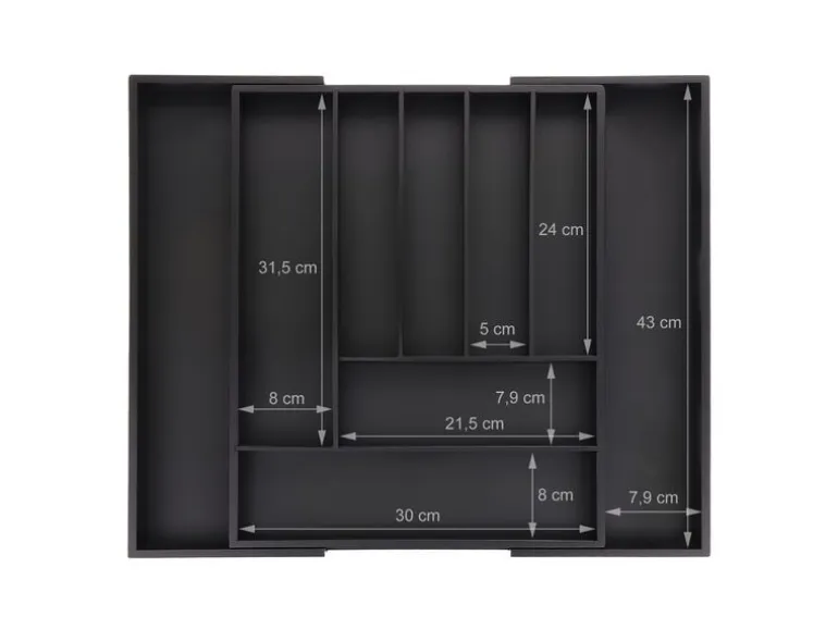 relaxdays Besteckkasten ausziehbar Schwarz