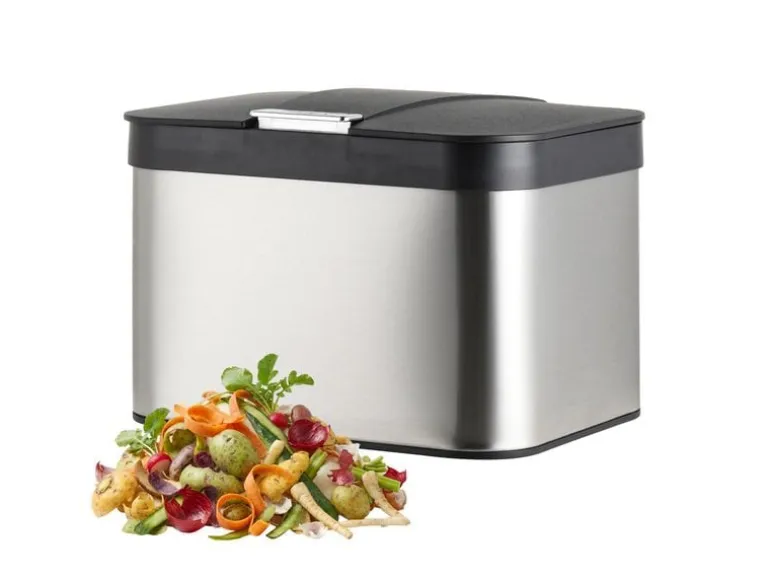 relaxdays Biomüllsammler 4.5 l, Schwarz/Silber