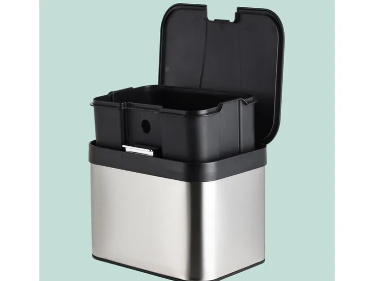 relaxdays Biomüllsammler 4.5 l, Schwarz/Silber