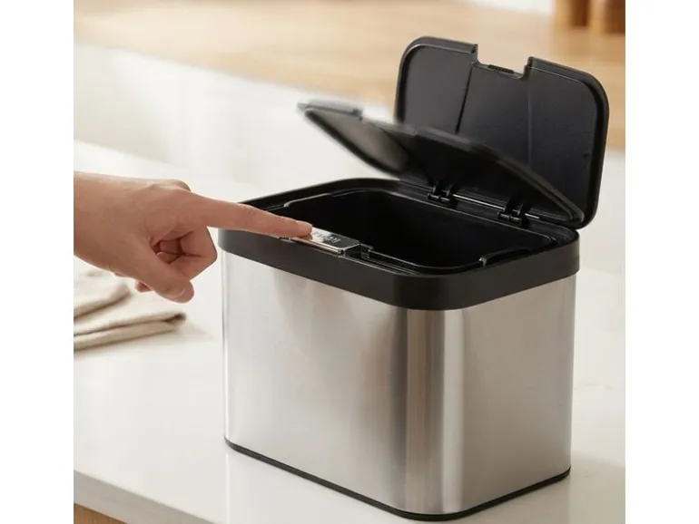 relaxdays Biomüllsammler 4.5 l, Schwarz/Silber