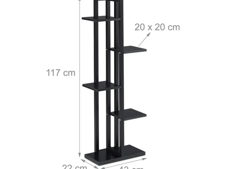 relaxdays Blumentreppe Stahl / MDF, Schwarz, 117 cm