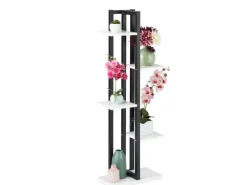 relaxdays Blumentreppe Stahl / MDF, Weiss / Schwarz, 117 cm