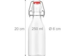 relaxdays Einmachflasche mit Bügelverschluss 250 ml, 6 Stück