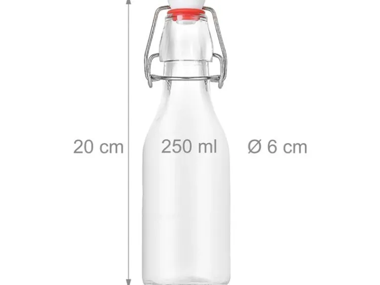 relaxdays Einmachflasche mit Bügelverschluss 250 ml, 6 Stück