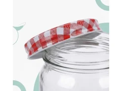 relaxdays Einmachglas mit Deckel Rot/Weiss 400 ml, 12 Stück