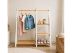 relaxdays Garderobenständer x , Weiss/Braun