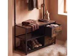relaxdays Garderobenständer Garderobenständer Schwarz/Braun