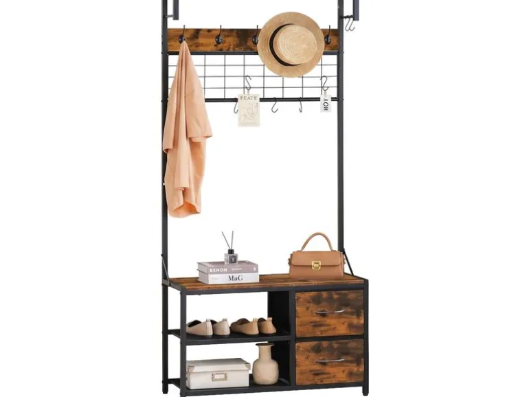 relaxdays Garderobenständer Garderobenständer Schwarz/Braun
