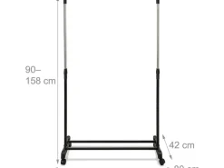 relaxdays Garderobenständer mit Rollen, Schwarz/Silber