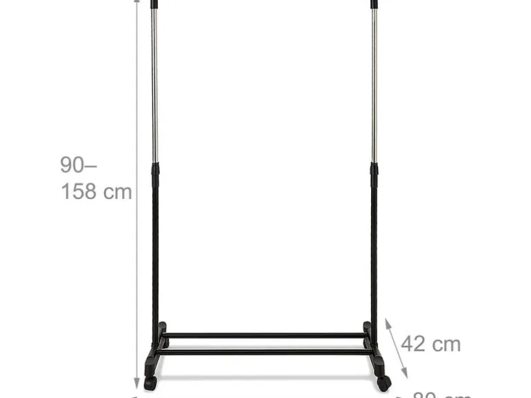 relaxdays Garderobenständer mit Rollen, Schwarz/Silber