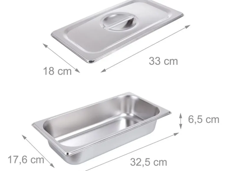 relaxdays Gastronorm-Behälter 6.5 x 32.5 x 17.6 cm, Silber