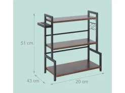 relaxdays Gewürzregal 3 Etagen MDF Metall Industrial-Style