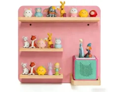 relaxdays Hörfigurenregal MDF / Holz, Rosa / Hellbraun