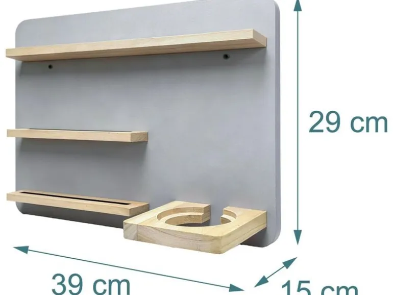 relaxdays Hörfigurenregal MDF / Holz, Grau / Hellbraun