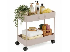 relaxdays Küchenwagen Küchenwagen 39.5 x 38 x 21.5 cm, Beige