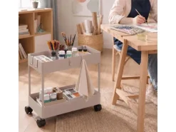 relaxdays Küchenwagen Küchenwagen 39.5 x 38 x 21.5 cm, Beige