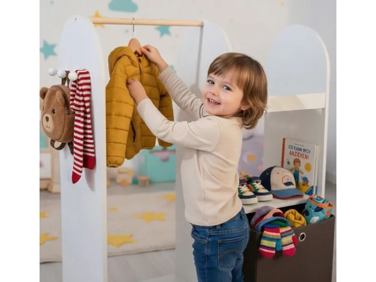 relaxdays Kindergarderobe mit Stoffbox