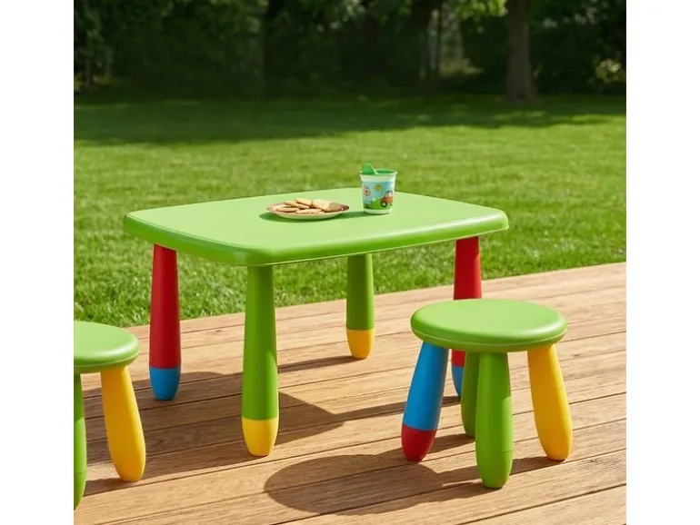 relaxdays Kindersitzgruppe 3-teilig, Kunstoff, Mehrfarbig