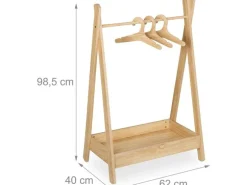 relaxdays Kleiderständer für Kinder 64.5 x 99 cm, Braun