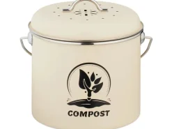 relaxdays Komposteimer 3.5 l, Crème/Silber