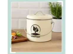 relaxdays Komposteimer 3.5 l, Crème/Silber