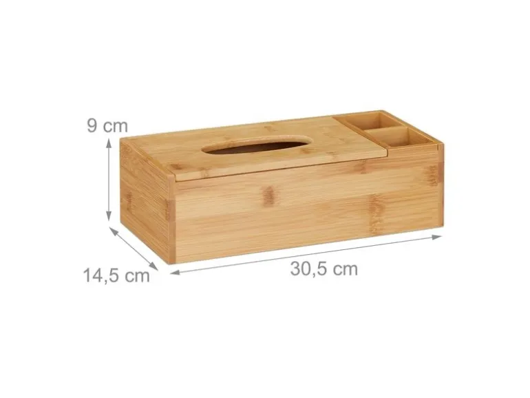 relaxdays Kosmetiktücherbox Hellbraun, Bambus