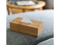 relaxdays Kosmetiktücherbox Beige, Holz