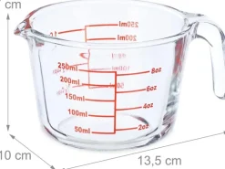relaxdays Messbecher 250 ml, Rot/Transparent