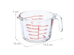 relaxdays Messbecher 250 ml, Rot/Transparent