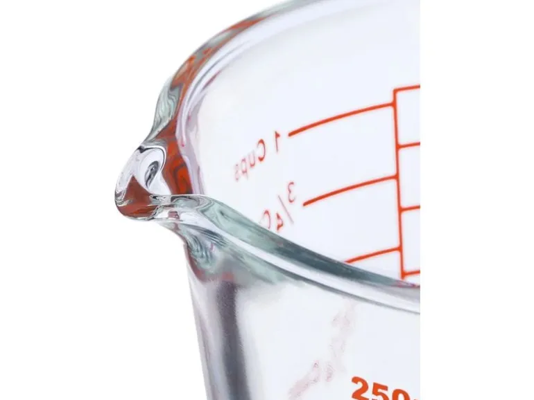 relaxdays Messbecher 250 ml, Rot/Transparent