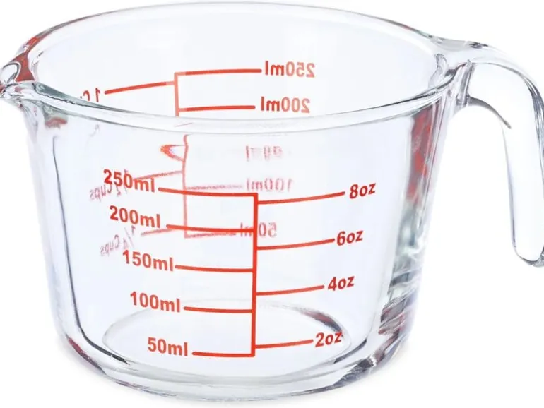 relaxdays Messbecher 250 ml, Rot/Transparent