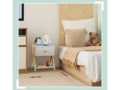 relaxdays Nachttisch für Kinder mit Schublade 34 x 42 cm