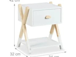 relaxdays Nachttisch für Kinder mit Schublade 34 x 42 cm