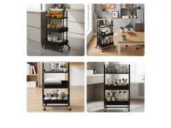 relaxdays Rollregal 45 x 77 x 34 cm, Schwarz