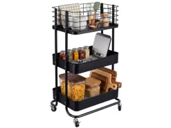 relaxdays Rollregal 45 x 77 x 34 cm, Schwarz