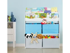 relaxdays Spielregal, 4 Boxen, 3 Bücherfächer