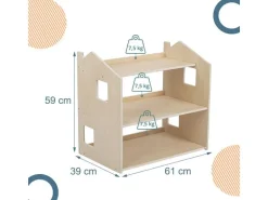 relaxdays Spielregal Holz Hellbraun 59 x 61 x 39 cm