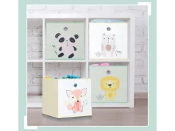 relaxdays Spielzeugbox Tiere 4 Stück