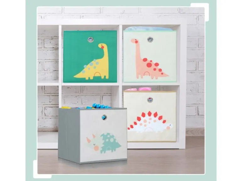 relaxdays Spielzeugbox Tiere 4 Stück