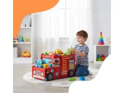 relaxdays Spielzeugkiste Feuerwehr, MDF, 34 x 60 x 32 cm, Rot