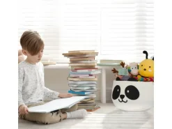 relaxdays Spielzeugkorb Filz Panda