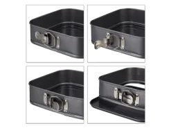 relaxdays Springformen Set 3-teilig Stahl Anthrazit eckig