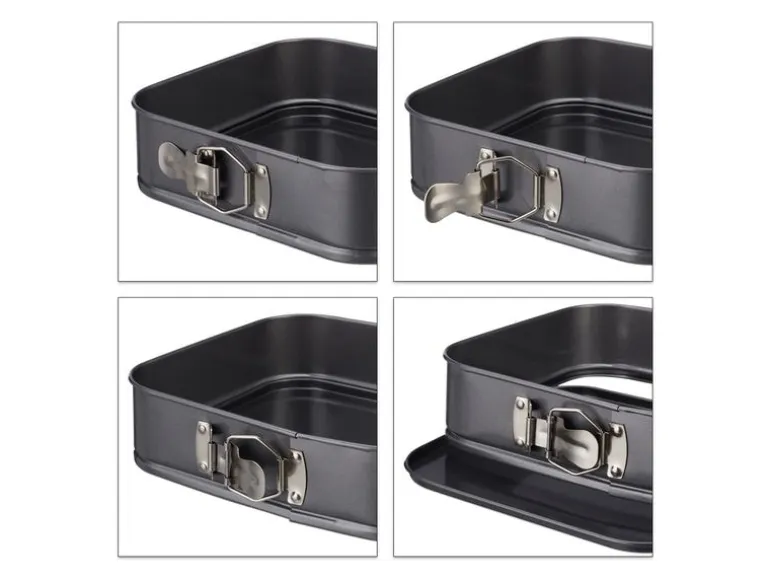relaxdays Springformen Set 3-teilig Stahl Anthrazit eckig