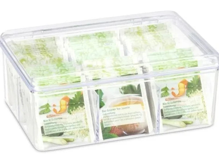 relaxdays Teebeutel-Box Transparent