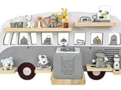 relaxdays Toniebox-Regal Bus, MDF / Holz, Grau / Hellbraun