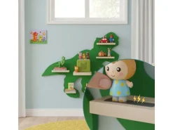 relaxdays Toniebox-Regal Dinosaurier, MDF / Holz, Grün / Hellbraun