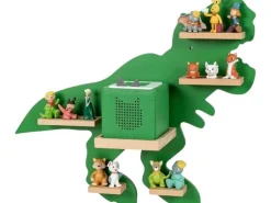 relaxdays Toniebox-Regal Dinosaurier, MDF / Holz, Grün / Hellbraun