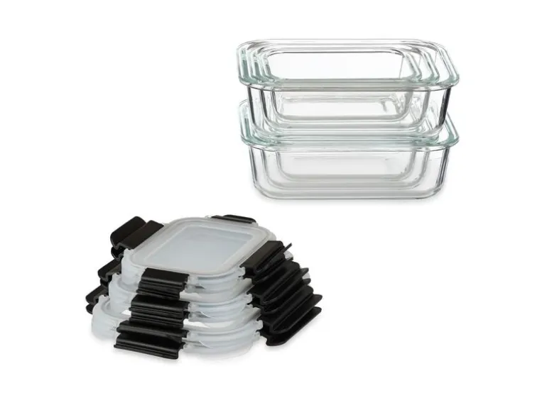 relaxdays Vorratsdose Set mit Deckel 12 Stück, Transparent